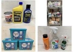 CAGE OF ASSORTED LIQUIDS/ HOUSEHOLD ITEMS TO INCLUDE PRESTO SENSITIVE LAUNDRY PODS (COLLECTION ONLY)