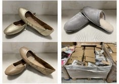 PALLET OF ASSORTED ADULT FOOTWEAR TO INCLUDE ESSENTIALS WOMENS BALLET FLATS BEIGE SIZE 6.5