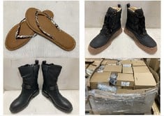 PALLET OF ASSORTED ADULT FOOTWEAR TO INCLUDE ESSENTIALS DOVE GREY MICROSUEDE BLOCK HEEL ANKLE BOOTS SIZE 3.5