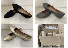 PALLET OF ASSORTED FOOTWEAR TO INCLUDE WOMENS TWO STRAP HEELED SANDAL SNAKE - SIZE 6