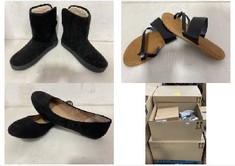 PALLET OF ASSORTED FOOTWEAR TO INCLUDE WOMENS SHEARLING BOOT BLACK SUEDE - SIZE 6