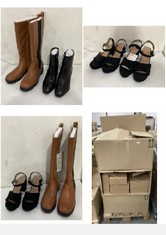 PALLET OF ASSORTED FOOTWEAR TO INCLUDE WOMENS PLATFORM BLOCK HEEL SANDAL BLACK FAUX SUEDE - SIZE 9