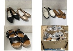 APPROX 85 X ASSORTED FOOTWEAR TO INCLUDE WOMENS POINTED TOE FLAT BALLET BLACK FAUX LEATHER - SIZE 9