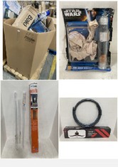 PALLET OF ASSORTED ITEMS TO INCLUDE ADJUSTABLE INDOOR/OUTDOOR TENSION CURTAIN ROD NICKEL