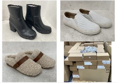 PALLET OF ASSORTED FOOTWEAR TO INCLUDE WOMENS SLIP ON SNEAKERS OPTIC WHITE - SIZE 4.5