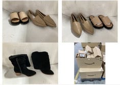 APPROX 67 X ASSORTED FOOTWEAR TO INCLUDE WOMENS SLIDE FLATFORM SANDAL PLATFORM SAND - SIZE 3