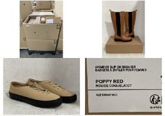 PALLET OF ASSORTED FOOTWEAR TO INCLUDE WOMENS TALL GUSSET BOOT CAMEL - SIZE 3.5