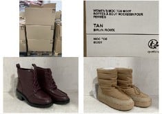 PALLET OF ASSORTED FOOTWEAR TO INCLUDE WOMENS MOC TOE BOOT TAN - SIZE 3