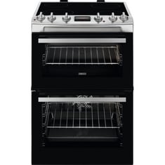 ZANUSSI 60CM CERAMIC ELECTRIC COOKER WITH DOUBLE OVEN IN STAINLESS STEEL - MODEL NO. ZCV66250XA - RRP £549