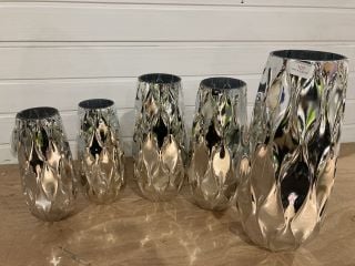 5 X LESSER & PAVEY SILVER COLOUR VINCENZA VASES