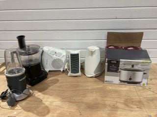 ASSORTED KITCHEN APPLIANCES TO INCLUDE NUTRIBULLET BLENDER AND GEORGE HOME 3 LITRE SLOW COOKER