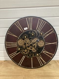 VINTAGE STEAMPUNK STYLE EXPOSED GEARS WALL CLOCK