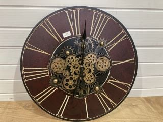 VINTAGE STEAMPUNK STYLE EXPOSED GEARS WALL CLOCK