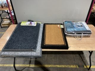 6 X LIKEWISE WASHAMAT ECO MACHINE WASHABLE MATS AND RUNNERS 3 X LIKEWISE ECO COIR DOORMATS TO INCLUDE FIRMANS OUTDOOR FURNITURE COVER