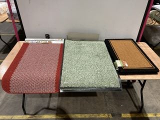 3 X LIKEWISE ECO COIR DOORMATS 2 X LIKEWISE MACHINE WASHABLE MATS AND RUNNERS AND 2 X BRUCE STARKE COTTON SUPERIOR SFLEX GREEN COTTON MATS