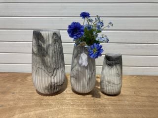 3 X ASSORTED SIZES LESSER & PAVEY VINCENZA VASE MARBLE