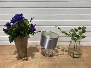 BROWN MARBLE VASE AND MEDIUM VERDANT VASE TO INCLUDE DAR LIGHTING YALENA TABLE LAMP