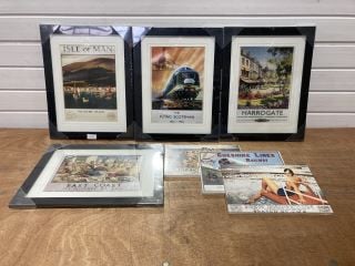 4 X ASSORTED FRAME PRINTS TO INCLUDE 3 X WOODEN BLOCK PRINTS