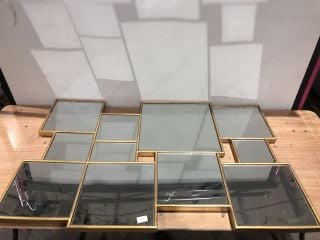 LARGE SQUARE PATTERN GOLD EDGE WALL MIRROR