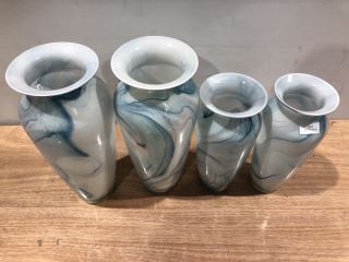 4 X LESSER & PAVEY BLUE CANDY FLOSS VASE