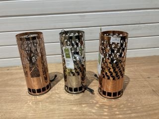 3 X ASSORTED LUXA LIGHTING DIAMONDS BRAZIER COPPER AND CHROME