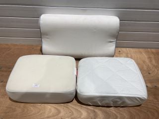 2 X FOAM SEAT CUSHIONS TO INCLUDE PETER GREEN MULTI HEIGHT CONTOUR PILLOW