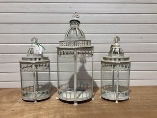 3 X MINISTER WHITE GARDEN LANTERNS