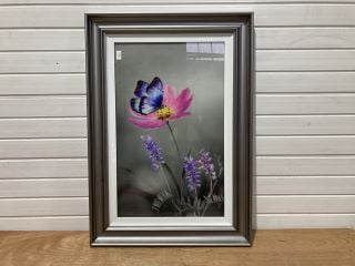 BUTTERFLY FLOWER WALL ART IN FRAME