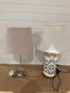 DECEROTIVE MINSTER GIFTWARE TABLE LAMP WITH SHADE AND PINK COLOUR SHADE PIPE LAMP