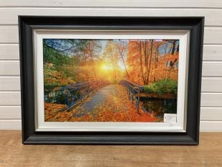 TYRONE QUALITY SUNRISE THROUGH AUTUMN LEAVES ART WALL IN FRAME RRP - £199.00