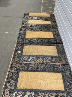 4 X DECORATIVE COPPER COLOURED EDGE FLOWER DOOR MATS