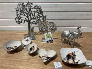 3 X SILVER STYLE DECOROTIVE TABLE ORNIMENTS AND TILNAR ART SPRING WILDLIFE DISH SELECTION