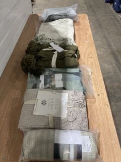 QTY OF ASSORTED SOFT FURNISHING TO INCLUDE GRANDIFLORA DOUBLE QUILT COVER AND M.M LINEN BIRCH OLIVE THROW