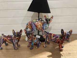 FEBLAND GRAFFITI CAT LAMP RRP: £168 TO INCLUDE 3 X LESSER AND PAVEY SUPERNOVA FRENCH BULLDOG STATUES