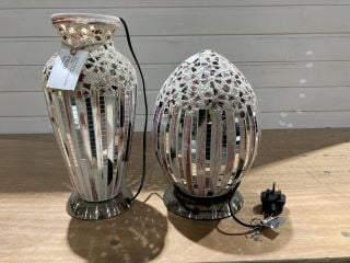 2 X FEBLAND GROUP MOSAIC GLASS ART DECO FLOWER LAMPS