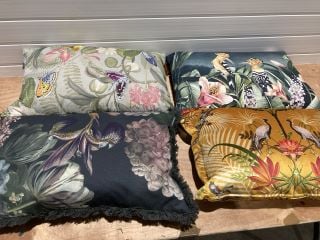 4 X ASSORTED NATURE STYLE CUSHIONS TO INCLUDE WORLD TEXTILES JULIA CUSHION