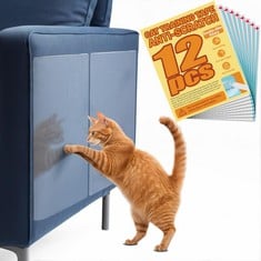 12 X THL HKD CAT SCRATCH FURNITURE PROTECTOR: 12PCS DOUBLE SIDE TAPE COUCH ANTI CAT SCRATCH DETERRENT, INDOOR ANTI-SCRATCH SOFA CLEAR PROTECTORS FOR PET - TOTAL RRP £100: LOCATION - B RACK