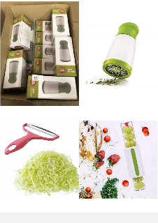 QUANTITY OF ASSORTED ITEMS TO INCLUDE HERB GRINDER SPICE GRINDER PARSLEY GRATER CHOPPER VEGETABLE CUTTER KITCHEN GADGETS COOKING TOOLS: LOCATION - A RACK