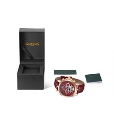 GAMAGES OF LONDON LIMITED EDITION HAND ASSEMBLED GRAND EXHIBITION AUTOMATIC RED WATCH SKU:GA1342 £695: LOCATION - A RACK