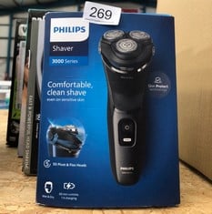 QUANTITY OF HEALTH & BEAUTY ITEMS TO INCLUDE PHILIPS ELECTRIC SHAVER 3000 SERIES - WET & DRY ELECTRIC SHAVER FOR MEN WITH SKIN PROTECT TECHNOLOGY IN DARK MOON, POP-UP BEARD TRIMMER, CORDLESS SHAVER (