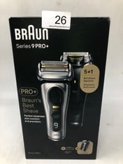 1 X BRAUN SERIES 9 PRO+ ELECTRIC SHAVER FOR MEN, 5 PRO SHAVE ELEMENTS & PRECISION LONG HAIR PRO TRIMMER, POWERCASE, 9527S.: LOCATION - A RACK