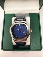 MENS FRANK SCHMIDT WATCH-TEXTURED DIAL WITH DATE-LEATHER STRAP-MODEL GFSL AMBASSADOR-3ATM WATER RESISTANT-GIFT BOX-EST £350: LOCATION - A RACK