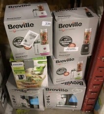 QUANTITY OF KITCHEN & APPLIANCES ITEMS TO INCLUDE BREVILLE BLEND ACTIVE PERSONAL BLENDER & SMOOTHIE MAKER | 350W | 1 PORTABLE BLEND ACTIVE BOTTLE (600ML) | LEAK PROOF LID | BLACK & GOLD [VBL251]: LOC