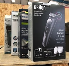 QUANTITY OF ITEMS TO INCLUDE BRAUN BEARD TRIMMER SERIES 9 BT9441, TRIMMER WITH BARBER TOOLS AND 180-MIN RUNTIME, RATED WHICH BEST BUY: LOCATION - C RACK