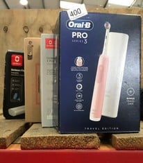 QUANTITY OF HEALTH & BEAUTY ITEMS TO INCLUDE ORAL-B PRO 3 ELECTRIC TOOTHBRUSHES FOR ADULTS, 1 3D WHITE TOOTHBRUSH HEAD & TRAVEL CASE, 3 MODES WITH TEETH WHITENING, 2 PIN UK PLUG, 3500, PINK: LOCATION