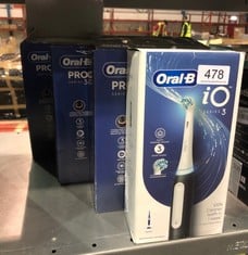 QUANTITY OF ITEMS TO INCLUDE ORAL-B IO3 ELECTRIC TOOTHBRUSHES ADULTS, MOTHERS DAY GIFTS FOR HER / HIM, 1 TOOTHBRUSH HEAD, 3 MODES WITH TEETH WHITENING, 2 PIN UK PLUG, BLACK: LOCATION - SIDE RACKS