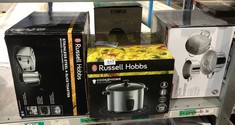 QUANTITY OF ITEMS TO INCLUDE RUSSELL HOBBS ELECTRIC RICE COOKER & STEAMER - 1.8L (10 CUP) KEEP WARM FUNCTION, REMOVABLE NON STICK BOWL, EASY TO CLEAN, STEAMER BASKET, MEASURING CUP & SPOON INC, ENERG