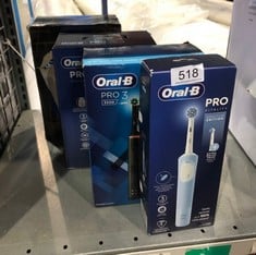 QUANTITY OF ITEMS TO INCLUDE ORAL-B VITALITY PRO ELECTRIC TOOTHBRUSHES ADULTS, 1 HANDLE, 2 TOOTHBRUSH HEADS, 3 BRUSHING MODES INCLUDING SENSITIVE PLUS, 2 PIN UK PLUG, BLUE: LOCATION - SIDE RACKS