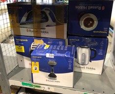 QUANTITY OF KITCHEN & APPLIANCES ITEMS TO INCLUDE RUSSELL HOBBS HONEYCOMB 4 SLICE TOASTER: LOCATION - SIDE RACKS