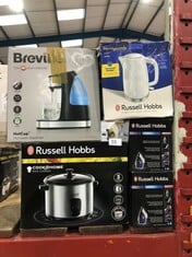 QUANTITY OF KITCHEN & APPLIANCES ITEMS TO INCLUDE RUSSELL HOBBS HONEYCOMB ELECTRIC 1.7L CORDLESS KETTLE (FAST BOIL 3KW, WHITE PREMIUM PLASTIC, MATT & HIGH GLOSS FINISH, REMOVABLE WASHABLE ANTI-SCALE